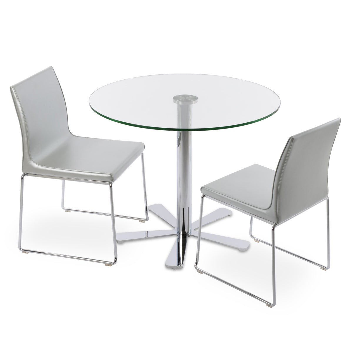 Daisy 5 Star Dining Table by SohoConcept, showing daisy 5 star dining table with chairs.