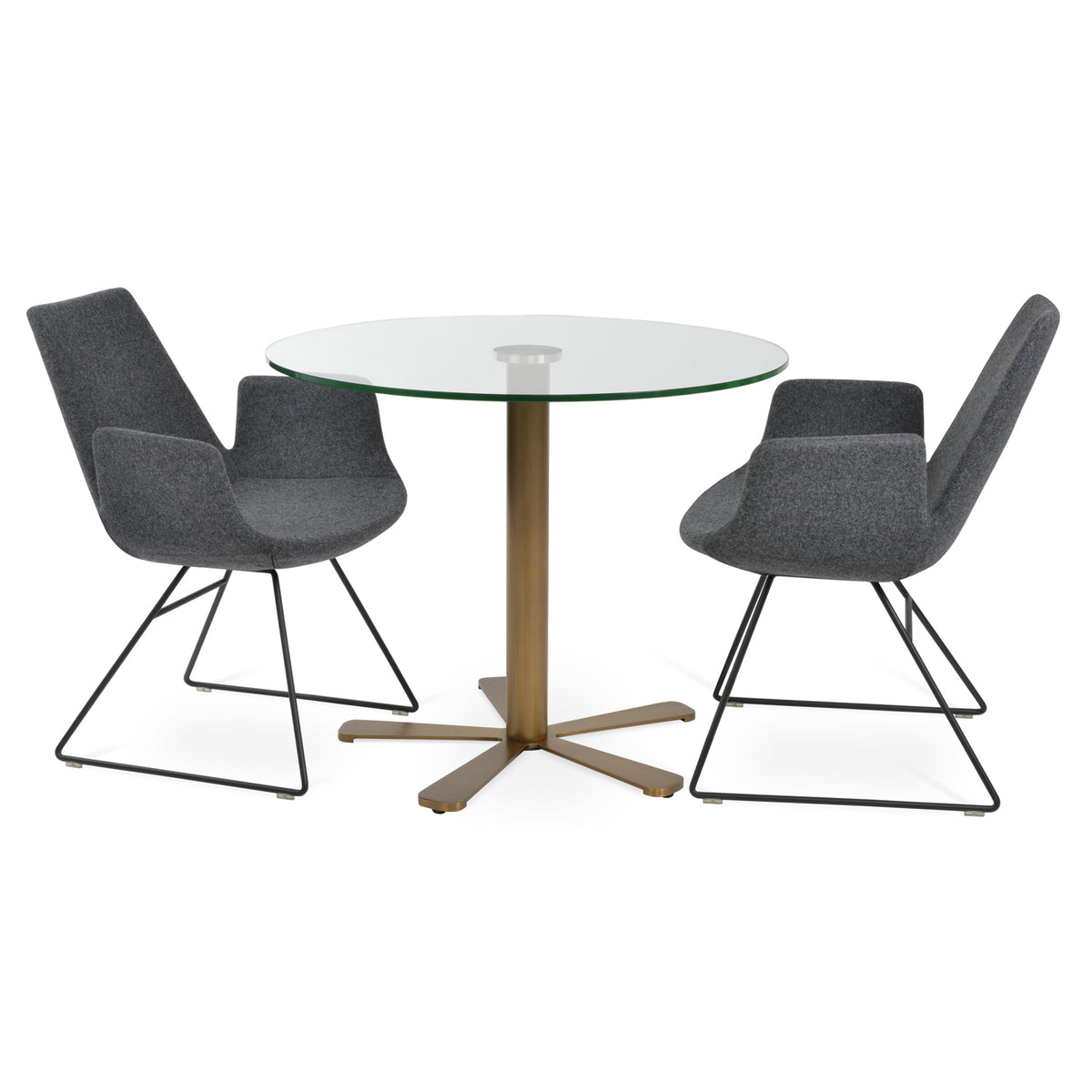 Daisy 5 Star Dining Table by SohoConcept, showing daisy 5 star dining table with chairs.