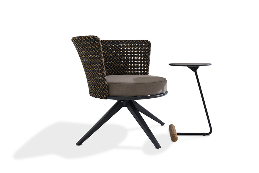Daisy C Table by Mamagreen, showing side view of daisy c table in with chair.