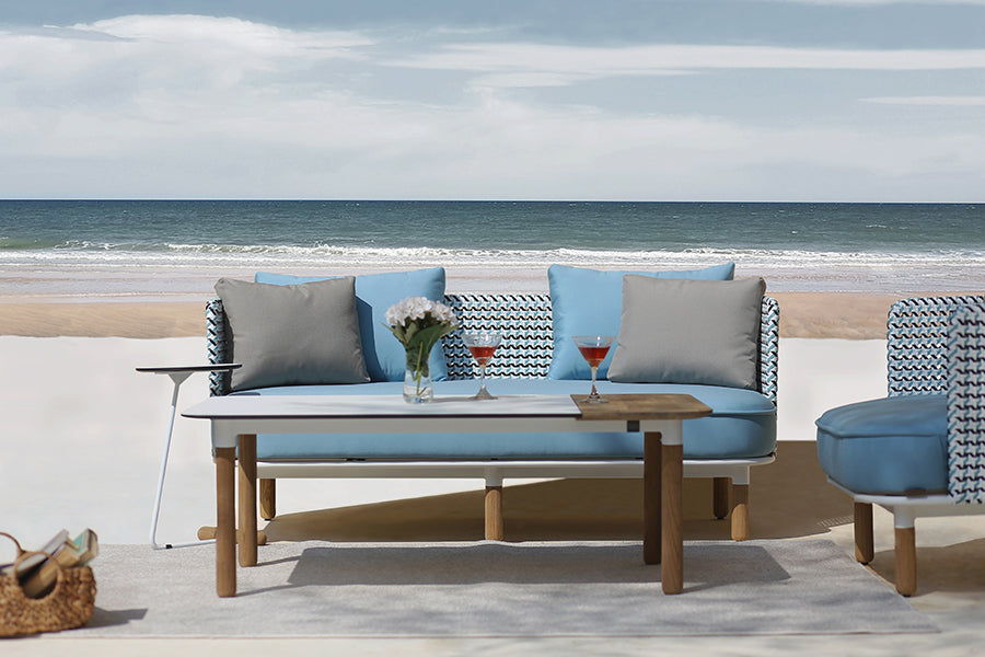 Daisy Rectangular Coffee Table by Mamagreen, showing daisy rectangular coffee table in live shot.
