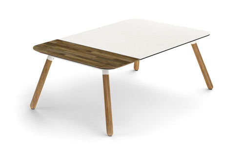 Daisy Rectangular Coffee Table by Mamagreen - White Sand Aluminum, Alpes White HPL.