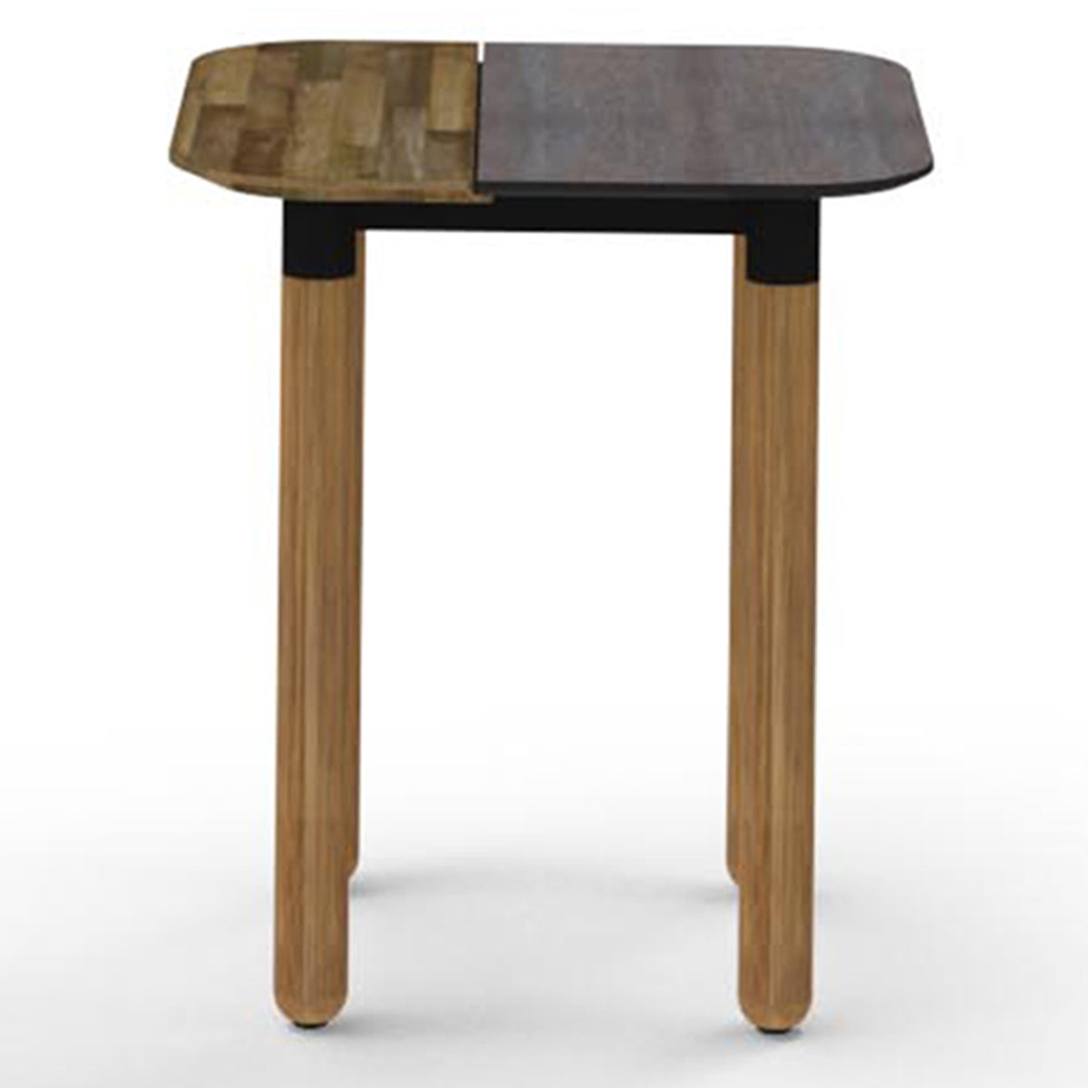 Daisy Side Table by Mamagreen, showing front view of daisy side table in black sand aluminum, slate hpl.
