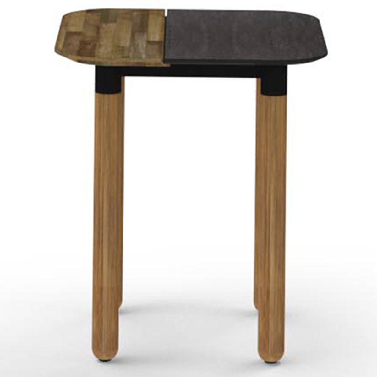 Daisy Side Table by Mamagreen, showing front view of daisy side table in black sand aluminum, laterite hpl.