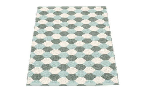 Dana Army & Pale Turquoise & Vanilla Runner Rug by Pappelina - 2.25' x 3.25'