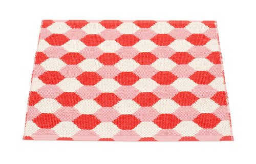 Dana Coral Red & Piglet & Vanilla Runner Rug by Pappelina.