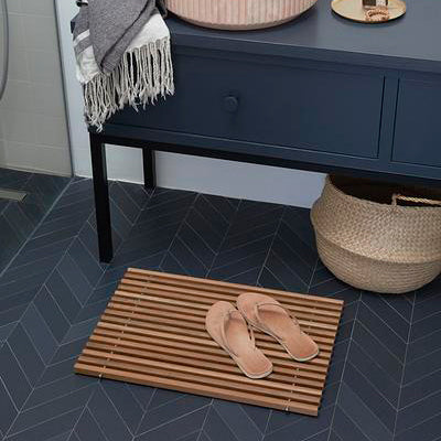 Dania Bathroom Mat by Skagerak, showing dania bathroom mat in live shot.