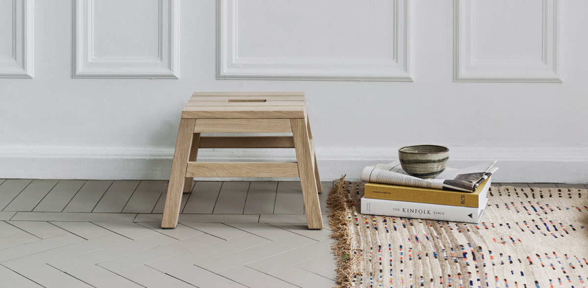 Dania Stool by Skagerak, showing dania stool in live shot.