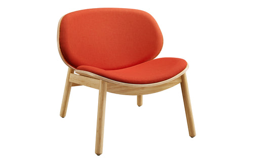 Danica Lounge Chair by Greenington - Red Woven Fabric + Wheat Bamboo.