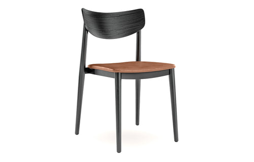 Dante Chair by B&T - Black Ash Wood, Camel New King Eco-Leather.