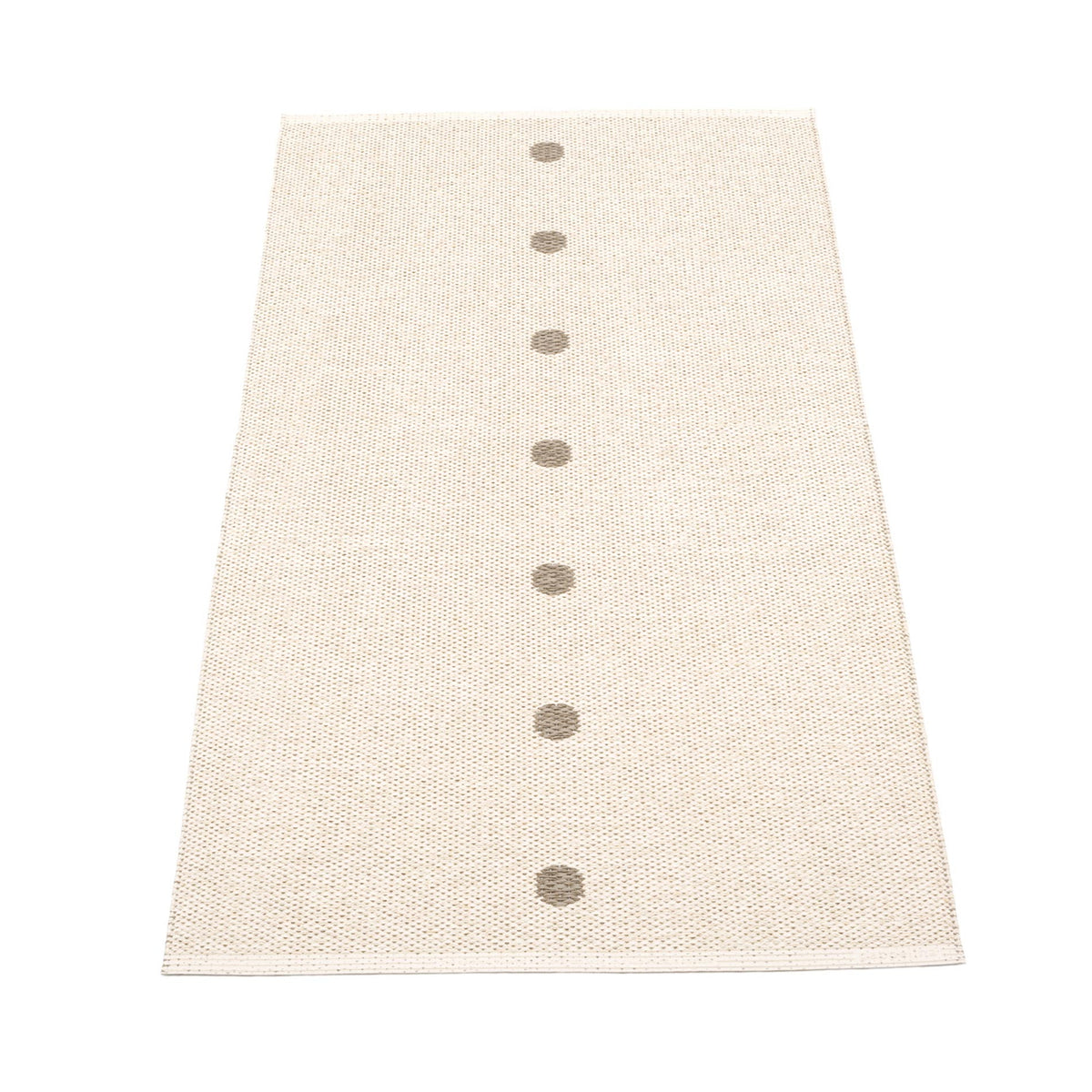 Peg Dark Linen & Vanilla Runner Rug by Pappelina, showing back view of peg dark & vanilla runner rug,