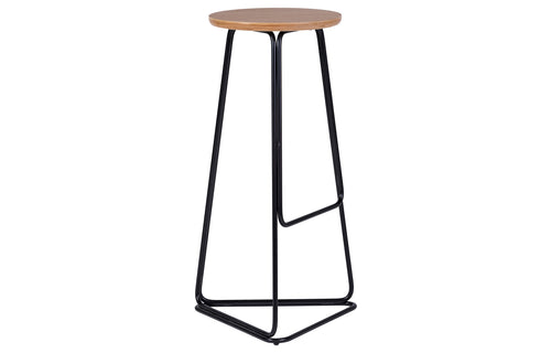 Delta Bar Stool by m.a.d. - Black Steel Base with Natural Ash Wood Seat.