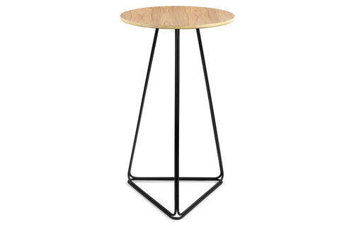 Delta Bar Table by m.a.d. - Black Steel Base with Walnut Wood Top.