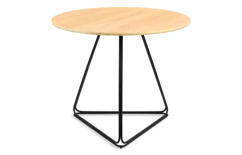 Delta Cafe/Dining Table by m.a.d. - Black Steel Base with Natural Ash Wood Top.