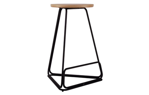 Delta Counter Stool by m.a.d. - Black Steel Base with Natural Ash Wood Seat.