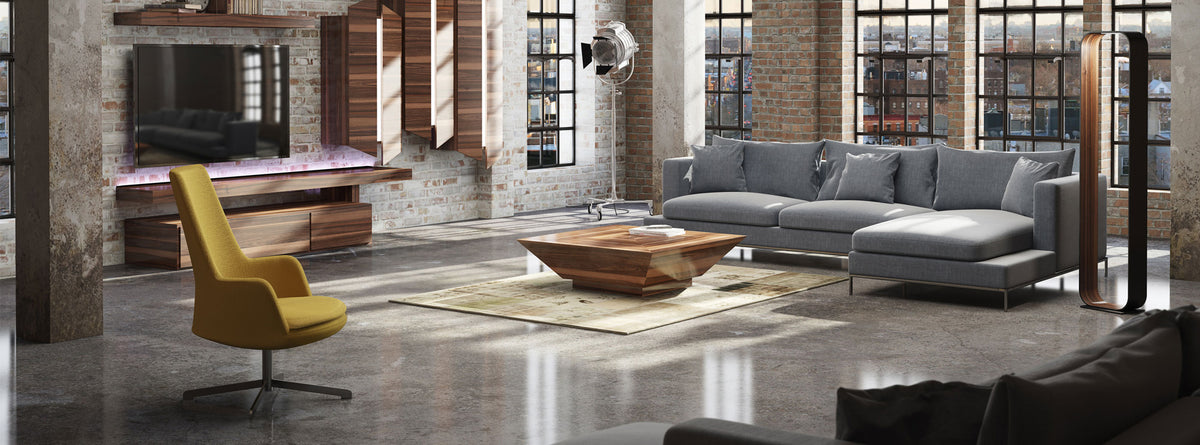 Dervish 4 Star Lounge Arm Chair by SohoConcept, showing dervish 4 star lounge arm chair with sofa, table in live shot.