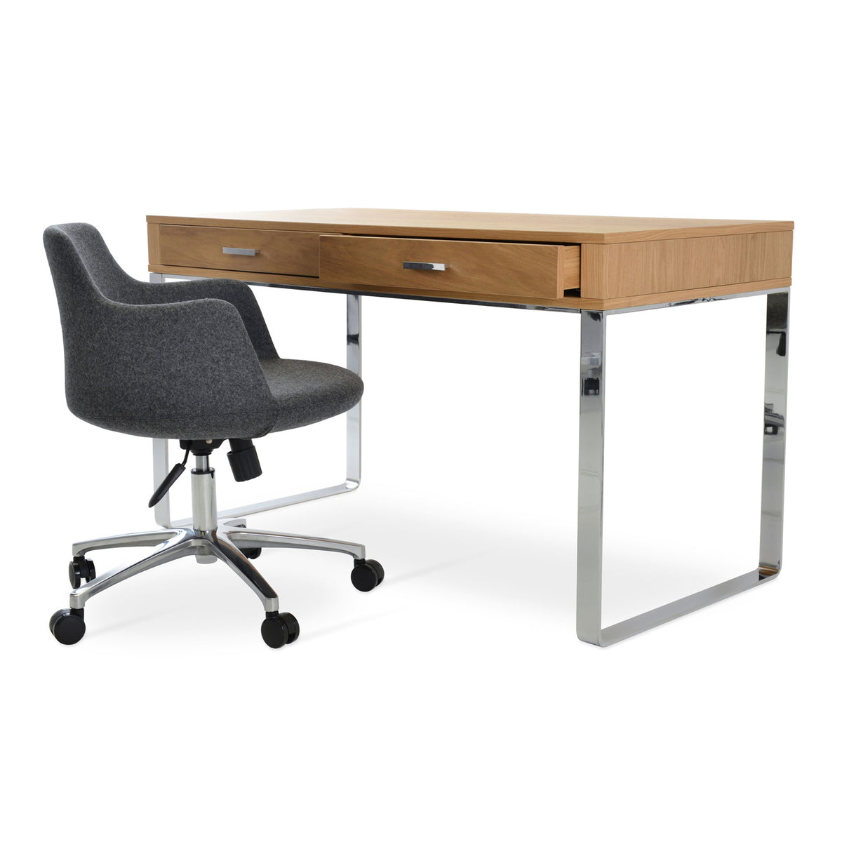 Dervish Office Armchair by SohoConcept, showing arm office chair with desk.