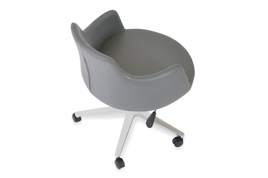 Dervish Office Armchair by sohoConcept, shown in grey leatherette.