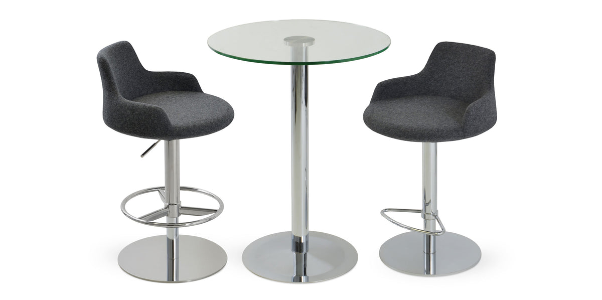 Dervish Piston Stool by SohoConcept, showing two piston stools with table.