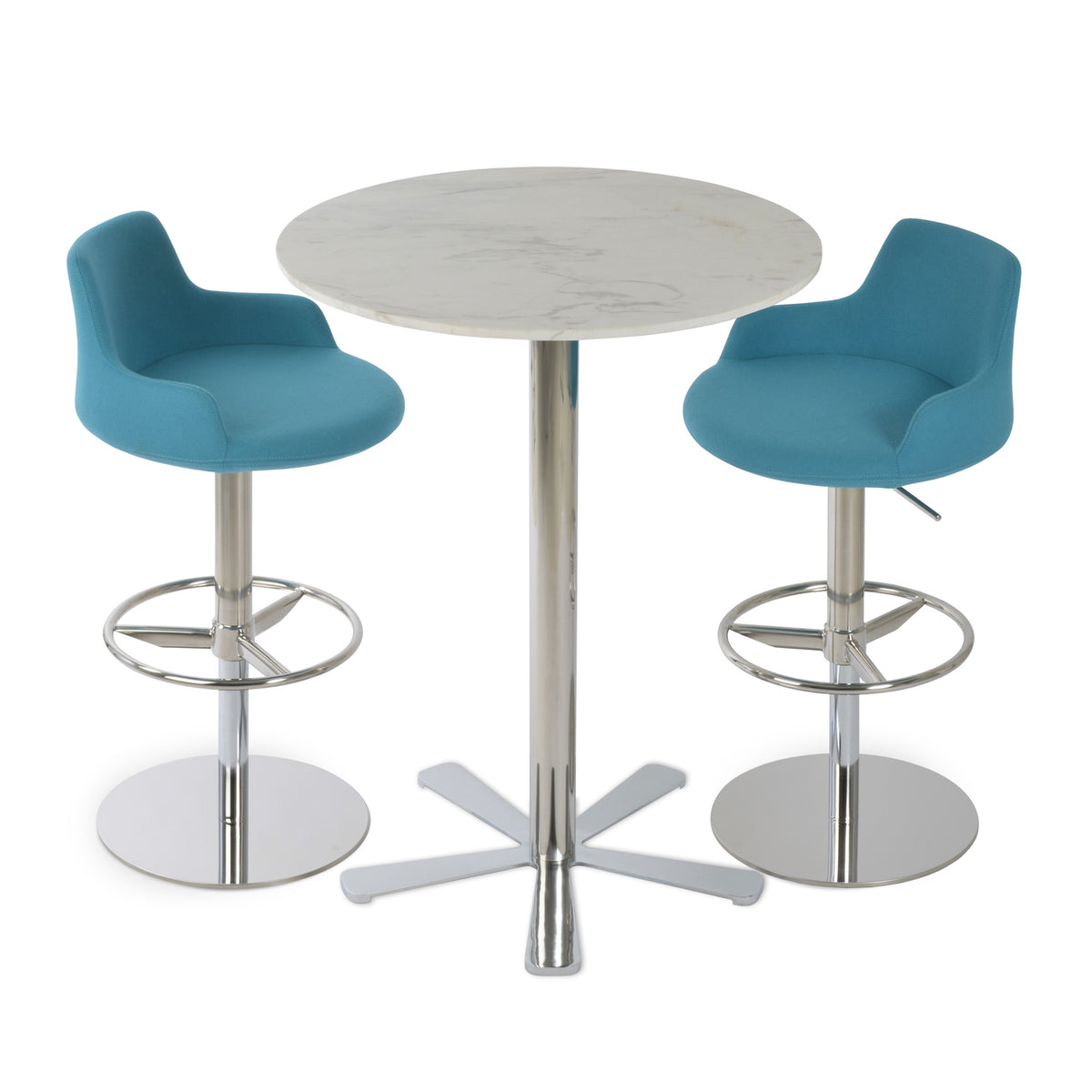 Dervish Piston Stool by SohoConcept, showing two piston stools with table.