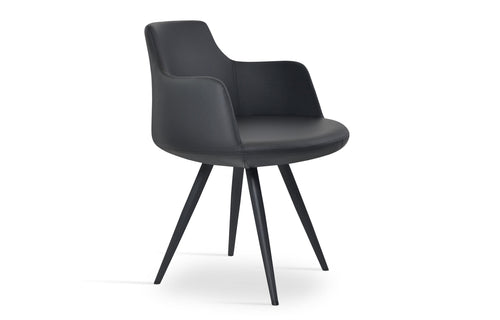 Dervish Star Chair by SohoConcept - Black Powder Steel, Black Leatherette