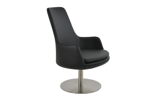 Dervish Swivel Lounge Arm Chair by SohoConcept - Black Leatherette (High Back).