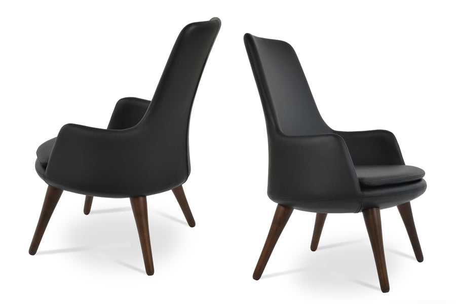 Dervish Wood Lounge Arm Chair by Sohoconcept, showing two dervish wood lounge arm chairs.