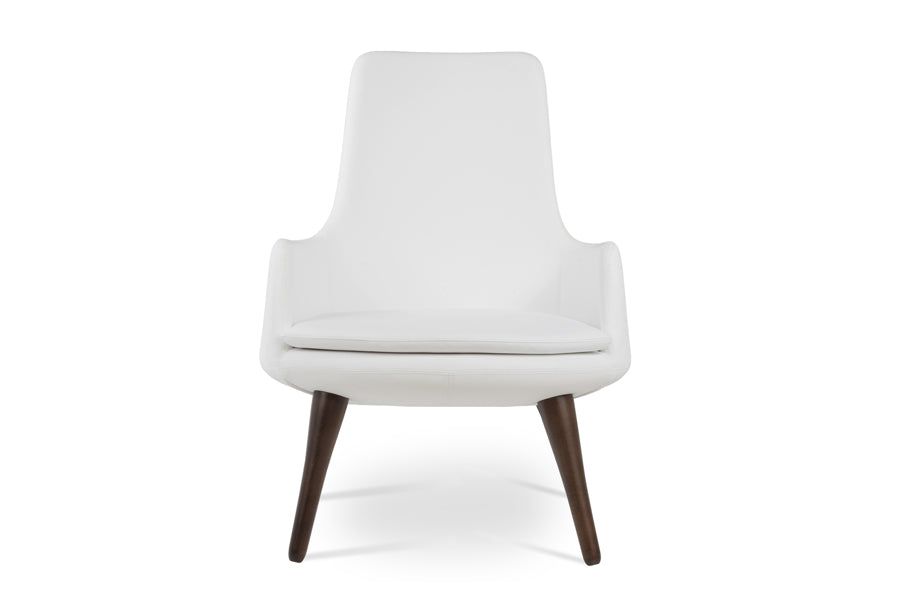 Dervish Wood Lounge Arm Chair by Sohoconcept, showing front view of dervish wood lounge arm chair.