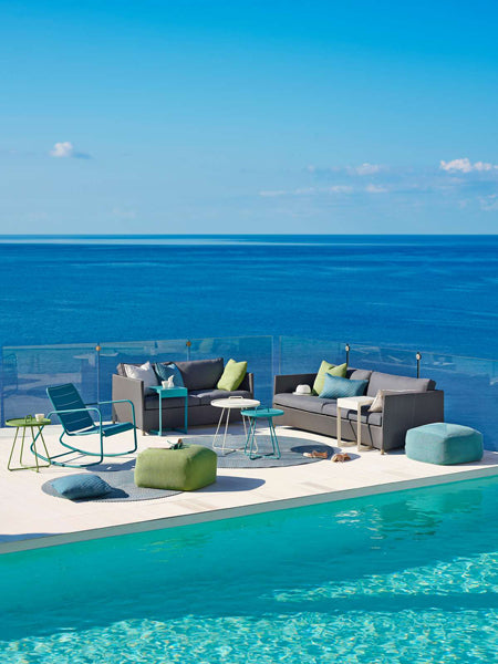 Diamond Outdoor Sofa by Cane-Line, showing diamond outdoor sofa in live shot.
