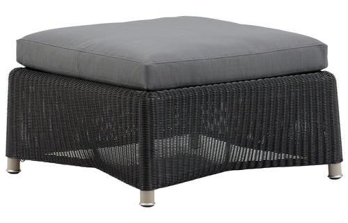 Diamond Outdoor Footstool by Cane-Line - Graphite Fiber Weave/Grey Cushion.