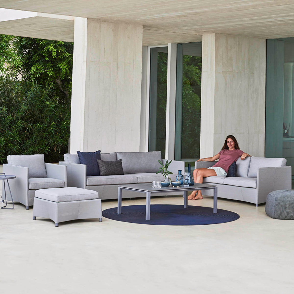 Diamond Outdoor Lounge Chair by Cane-Line, showing diamond outdoor lounge chair in live shot.