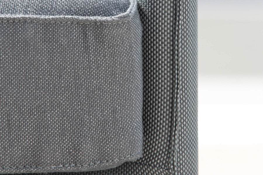 Diamond Outdoor Lounge Chair by Cane-Line, showing closeup view of diamond outdoor lounge chair in live shot.