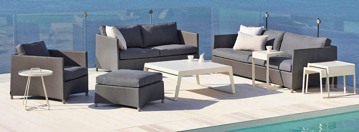 Diamond Outdoor Lounge Chair by Cane-Line, showing diamond outdoor lounge chair in live shot.