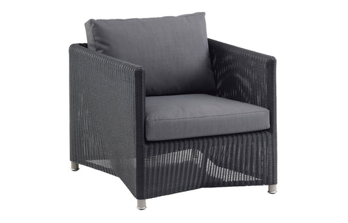 Diamond Outdoor Lounge Chair by Cane-Line - Graphite Weave Frame/Grey Natte Cushion Set.