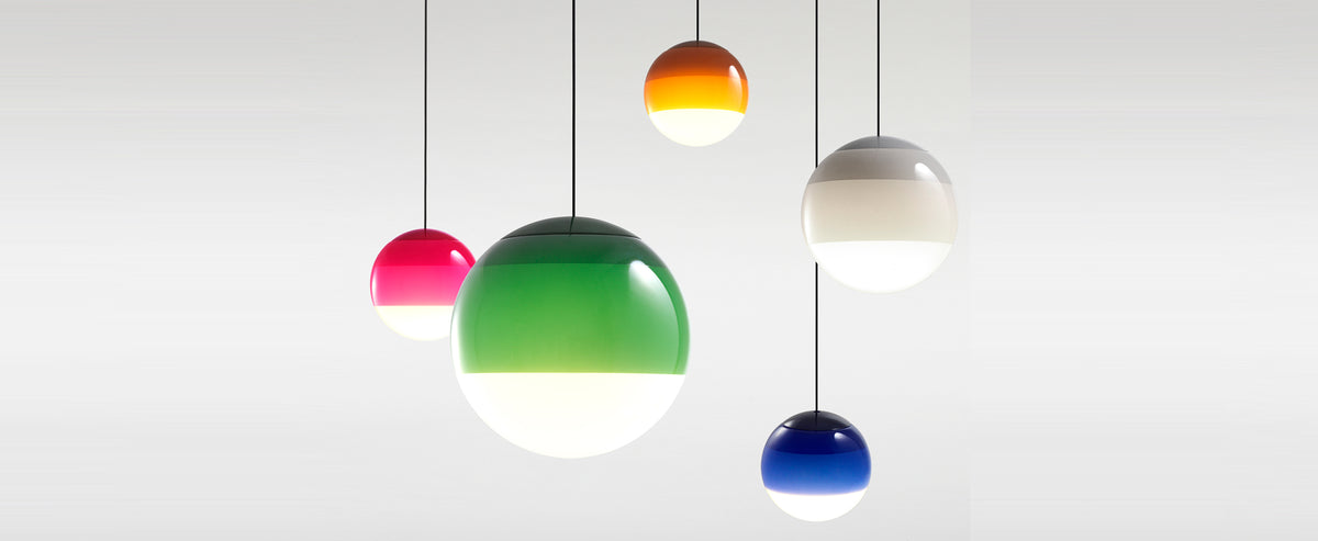 Dipping 24V Pendant Light by Marset, showing dipping 24v pendant lights in live shot.
