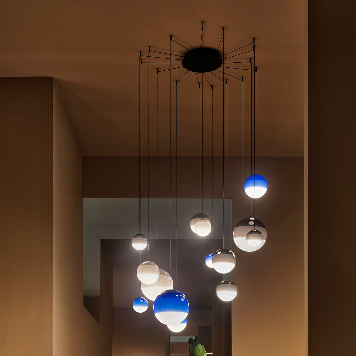 Dipping 24V Pendant Light by Marset, showing dipping 24v pendant lights in live shot.