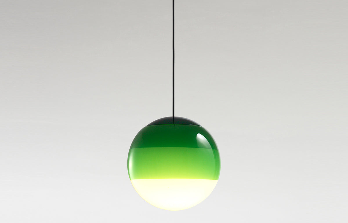 Dipping 24V Pendant Light by Marset - ø11.8" + 30V-24V, Green Painted Shade.