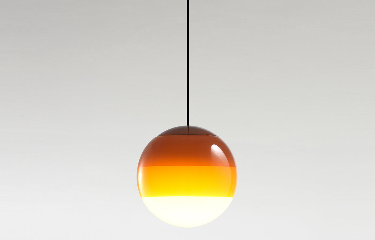 Dipping 24V Pendant Light by Marset - ø11.8" + 30V-24V, Amber Painted Shade.