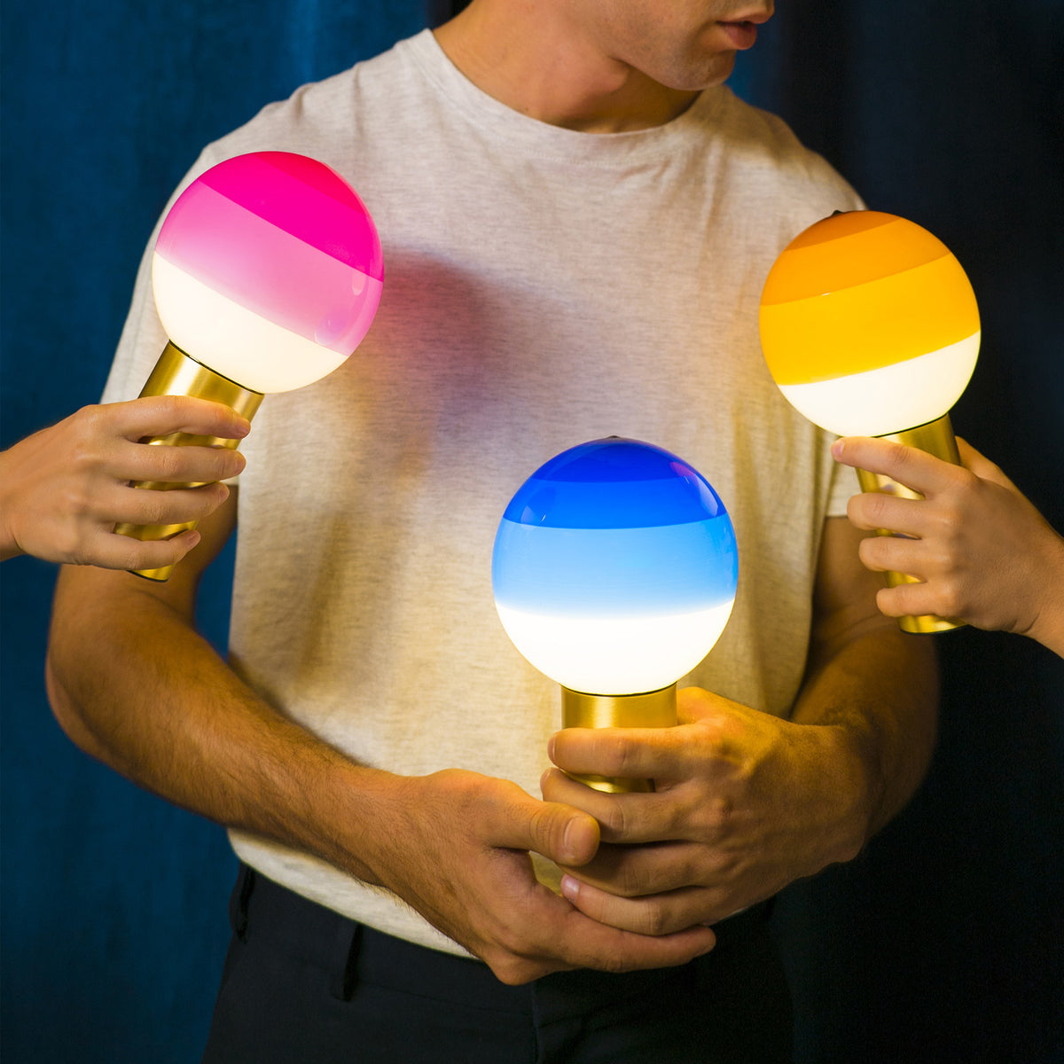 Dipping Portable Lamp by Marset, showing dipping portable lamps in live shot.