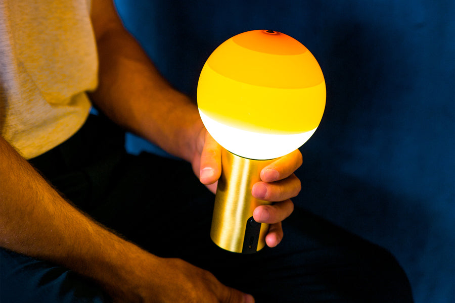 Dipping Portable Lamp by Marset, showing dipping portable lamp in live shot.