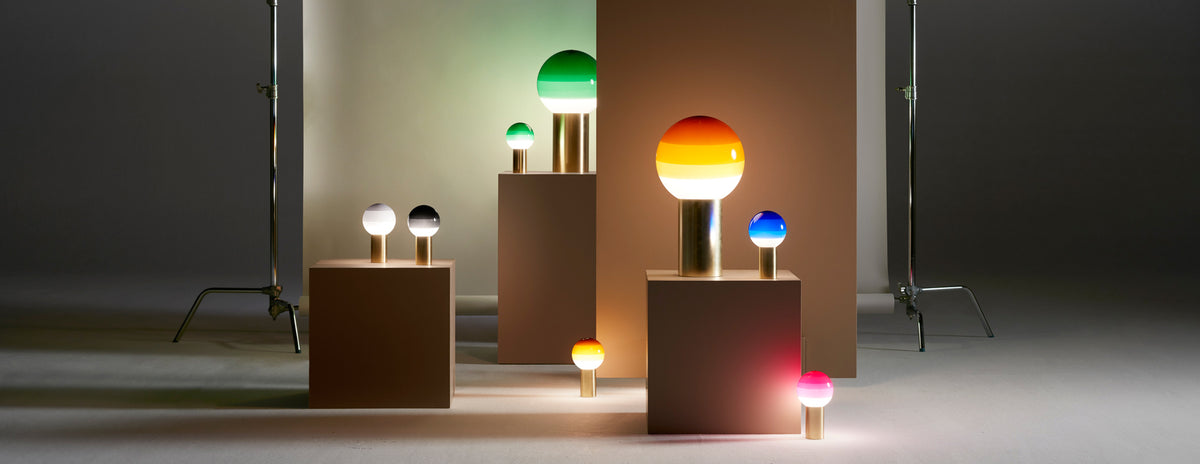 Dipping Table Lamp by Marset, showing dipping table lamps in live shot.