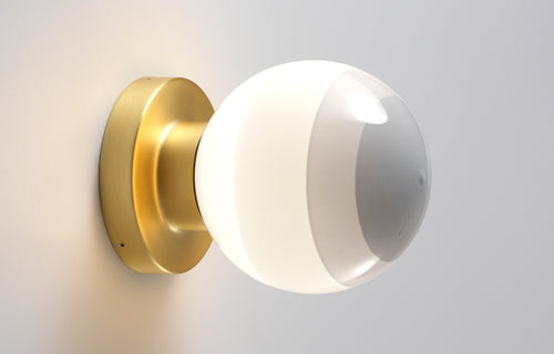 Dipping Wall Lamp by Marset - A2-13, White Shade+Brushed Brass Base.