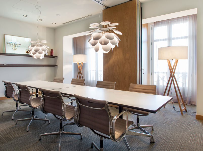 Discoco Pendant Lamp by Marset, showing discoco pendant lamp in live shot.