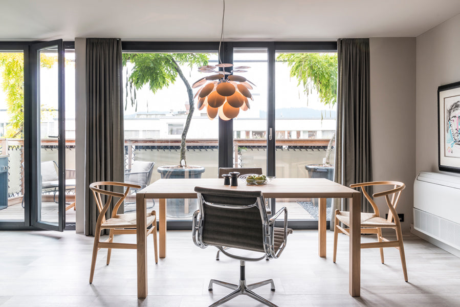 Discoco Pendant Lamp by Marset, showing discoco pendant lamp in live shot.
