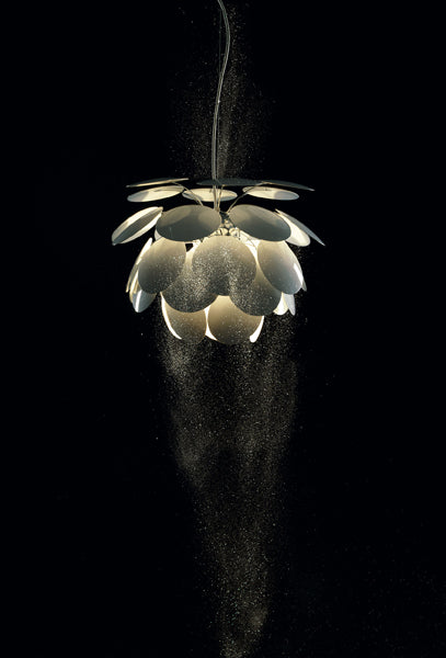 Discoco Pendant Lamp by Marset, showing discoco pendant lamp in live shot.