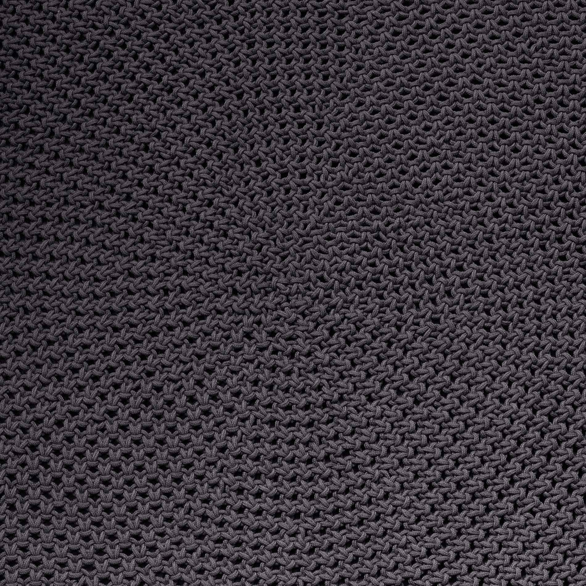 Discover Outdoor Rug by Cane-Line, showing closeup view of discover outdoor rug in dark grey soft rope.