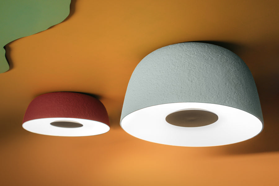 Djembe 42 Ceiling Lamp by Marset, showing djembe 42 ceiling lamps in live shot.