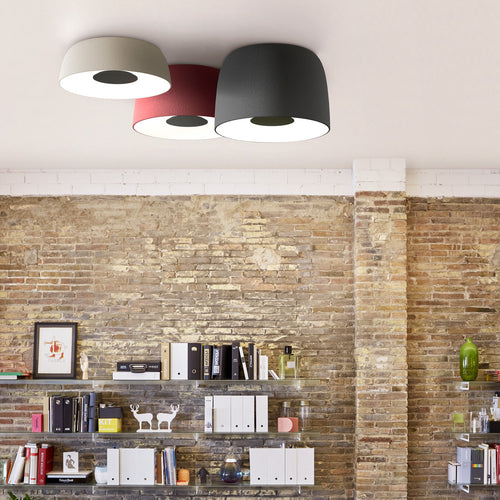 Djembe 65 Ceiling Lamp by Marset, showing djembe 65 ceiling lamps in live shot.