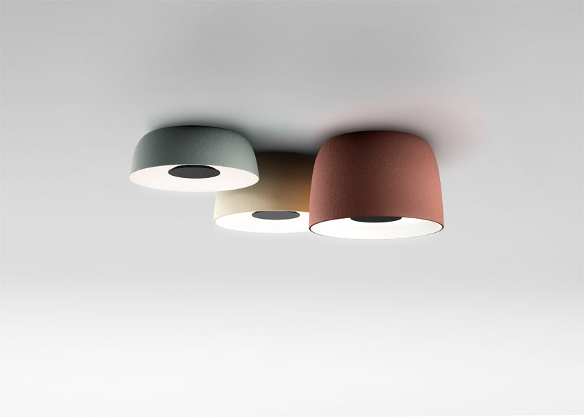 Djembe 65 Ceiling Lamp by Marset, showing djembe 65 ceiling lamps in live shot.