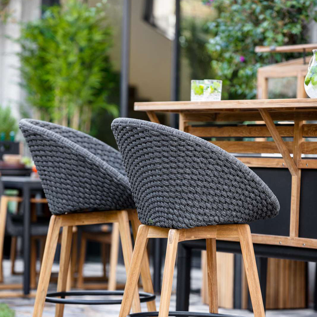 Drop Outdoor Kitchen Bar by Cane-Line, showing drop outdoor kitchen bar with module in live shot.
