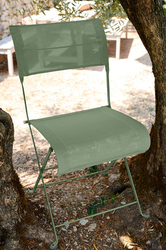 Dune Side Chair by Fermob, showing front view of dune side chairs in cactus (matte textured).